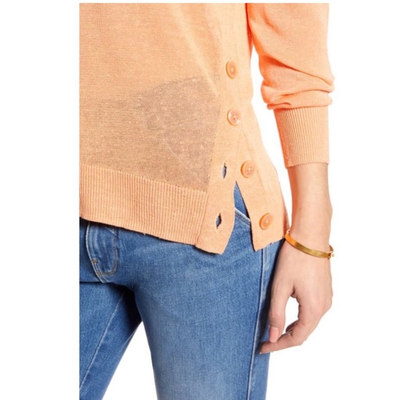 NWT J. Crew V-Neck Sweater with Side Buttons in Linen Blend - Picture 10 of 11